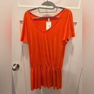 Bright Orange Casual Drop Waist Tunic Medium Acting Pro